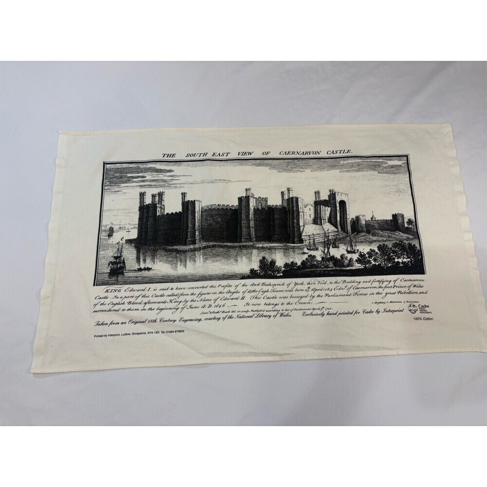 The South East view of Caernarvon Castle Welsh Historic Monument 30”L X 17”H
